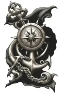 storm sea anchor compass tattoo design idea