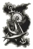 storm sea anchor compass tattoo design idea