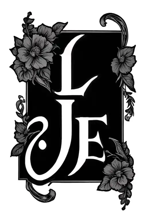 cursive writing with L J E  tattoo design idea