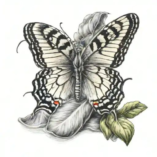 baby footprints swallowtail butterfly tattoo design idea