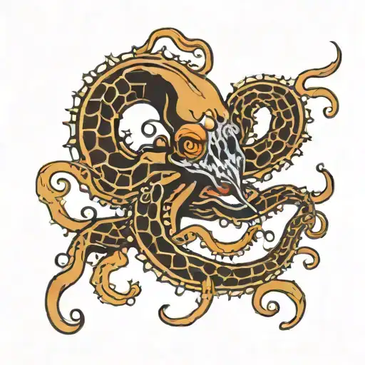 ocotopus cooking colored tattoo design idea