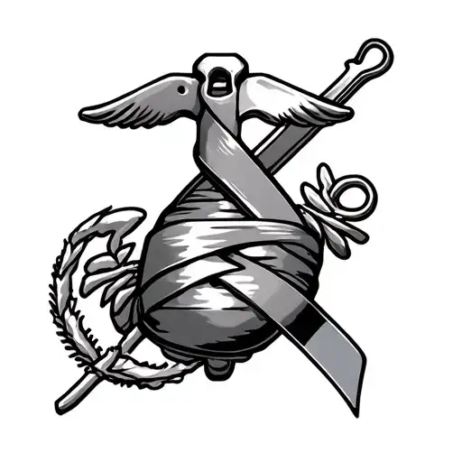 lung cancer ribbon wrapped tool with memorial for dad usmc tattoo design idea