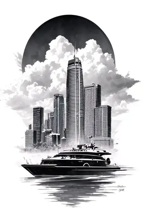 military, travel, miami skyline tattoo tattoo design idea