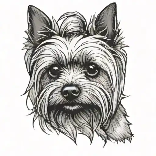 yorkie dog face tattoo design idea