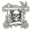 cross and tombstone tattoo design idea