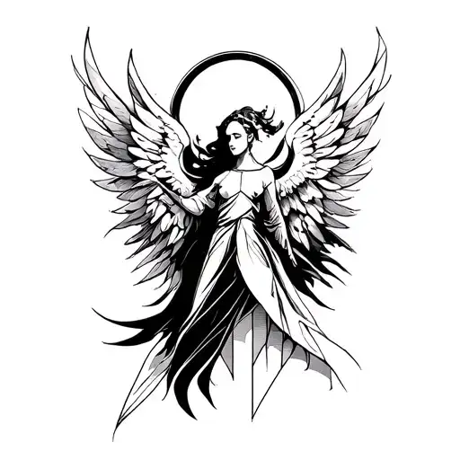 strength, self-trust, angelic, powerfull, goal-driven, spiritual, perseverance, balanced b/w arrogance and humbleness tattoo design idea