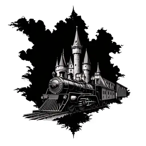 Hogwarts castle and Hogwarts express tattoo design idea