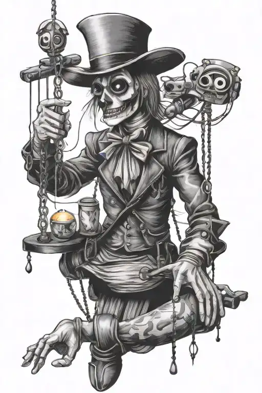 marionette puppet master with strings tattoo design idea