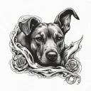 memory dead dog tattoo design idea