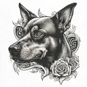memory dead dog tattoo design idea