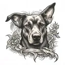 memory dead dog tattoo design idea