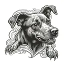 memory dead dog tattoo design idea