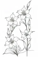 gladiolus and violets flowers tattoo design idea