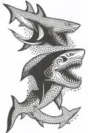 shark with skull tattoo design idea