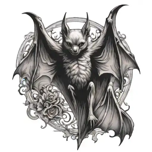 a gothic style bat tattoo design idea