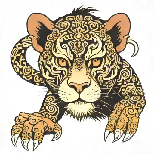 Monkey ans puma tattoo design idea