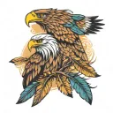 feather and eagles tattoo design idea