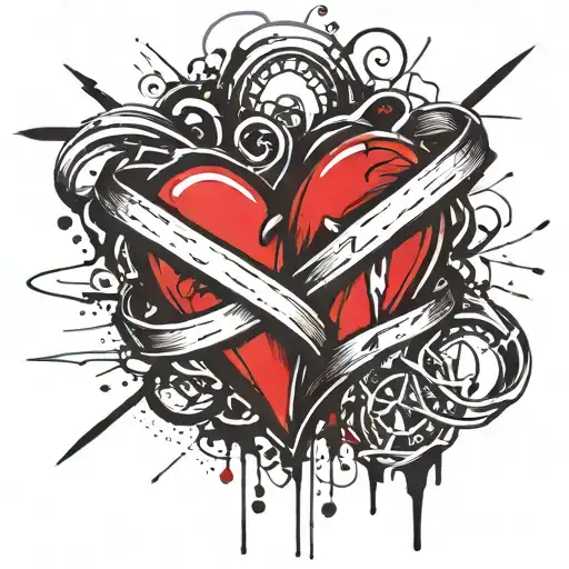 beating heart beat Two wedding rings intertwined tattoo design idea