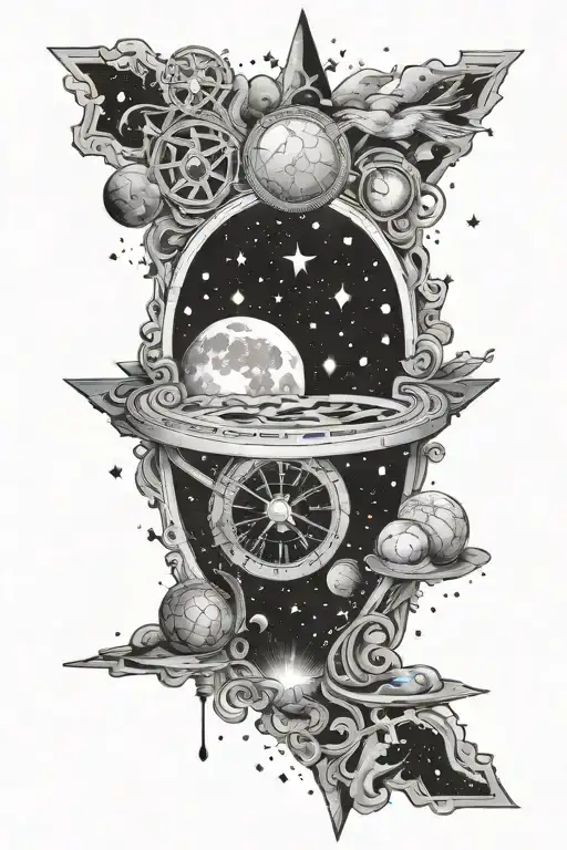 universe star dust travelling through time tattoo design idea