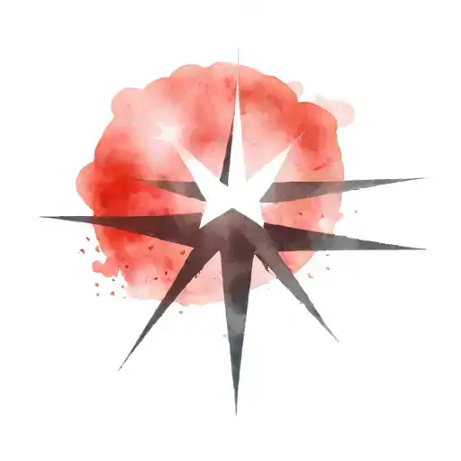 nautical star in red and black with CXHDS written at the northern point of the star tattoo design idea