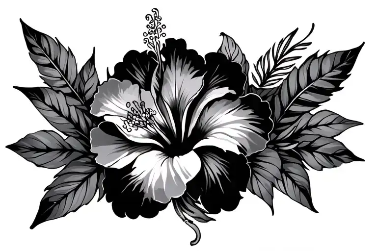 Maile Lei with hibiscus tattoo design idea