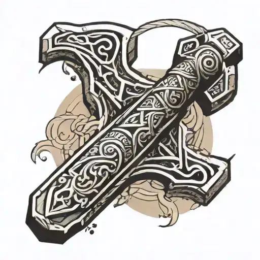 mjolnir hammer tattoo design idea