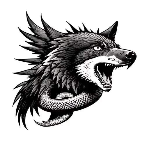 chacal eagle shark wolf snake fox tattoo design idea