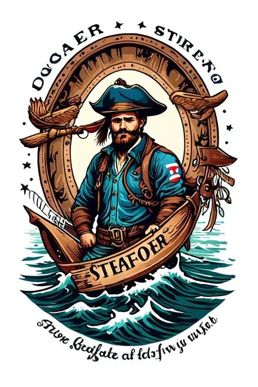 strong seafarer tattoo design idea