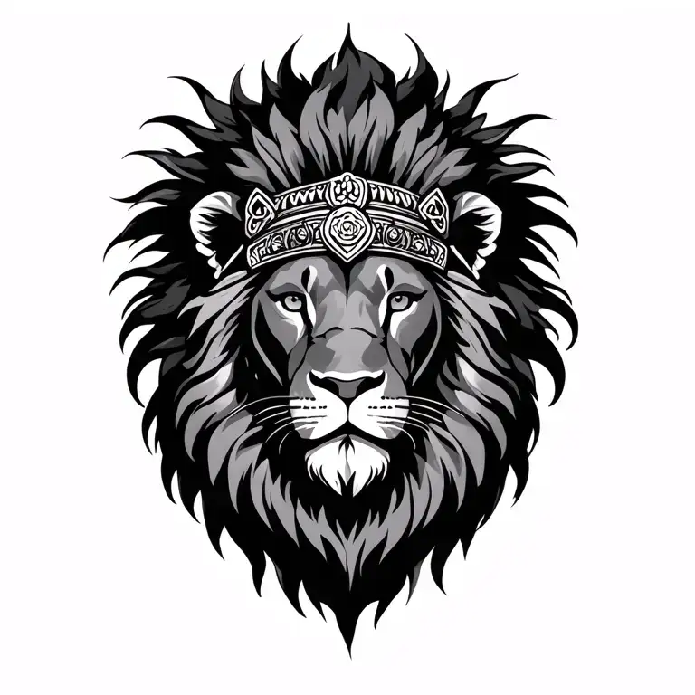 lion wearing headdress tattoo design idea
