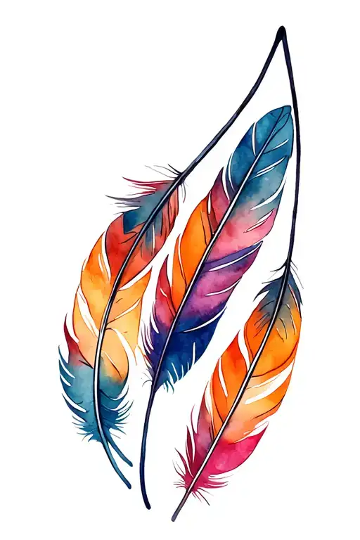 Indian feathers hanging tattoo design idea