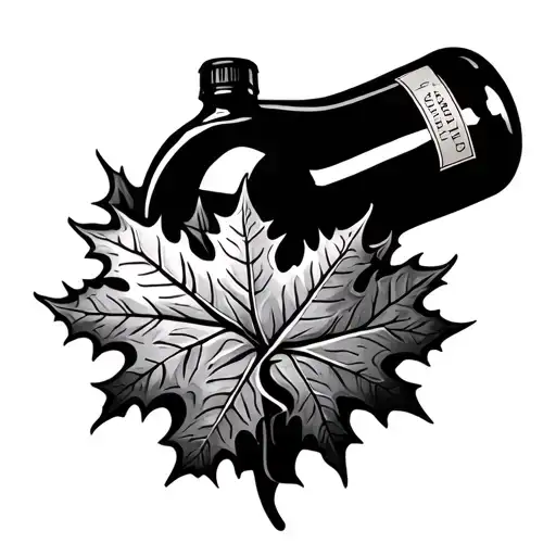 Wine bottle with silver LT.Col oak leaf on the label tattoo design idea
