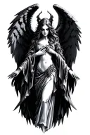 dark gothic cybersigilism angel tattoo design idea