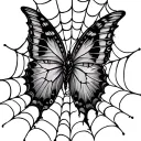 butterfly trapped in spider web tattoo design idea