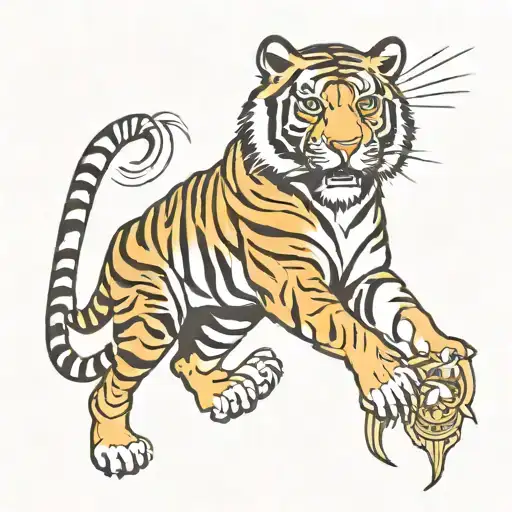 tiger gun versace tattoo design idea