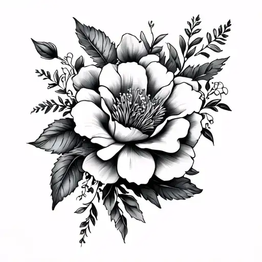 lantigua in calligraphy side of arm tattoo with flowers on rest of arm tattoo design idea