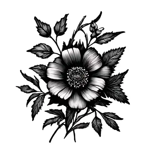 Larkspur And Marigold tattoo design idea