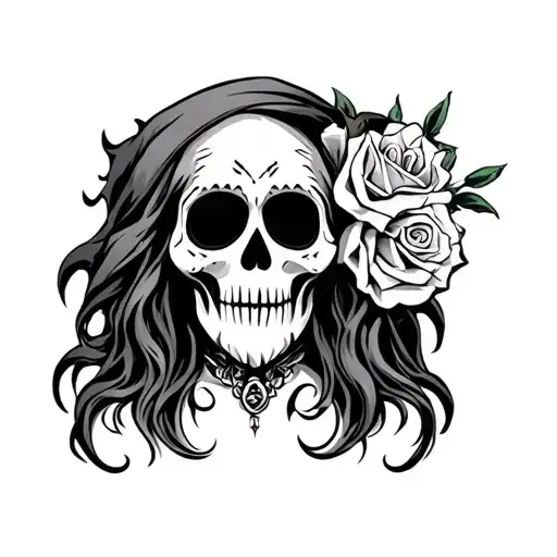 Voodoo Santa Muerte doll tattoo design idea