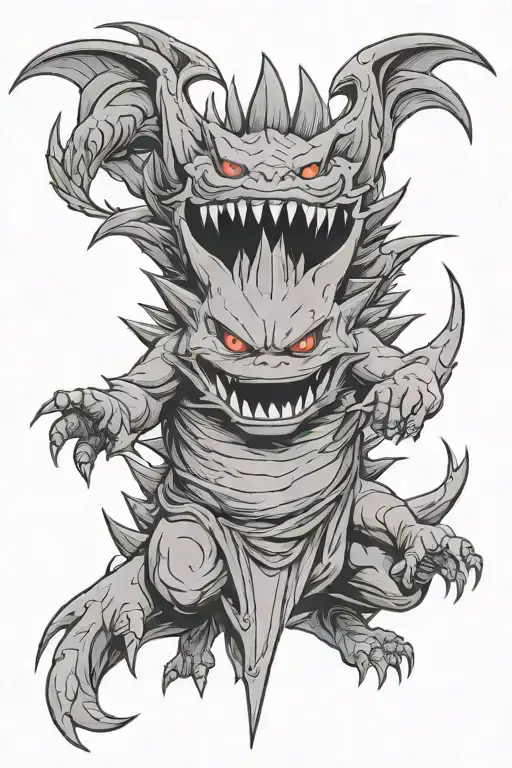 Gengar and Sukuna domain expansion from jujutsu tattoo design idea