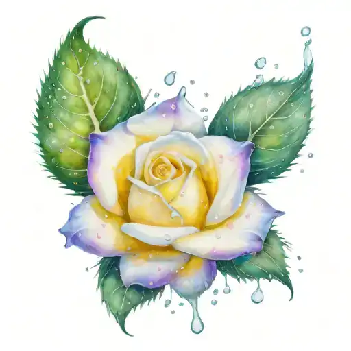 white rose with rain drops tattoo design idea