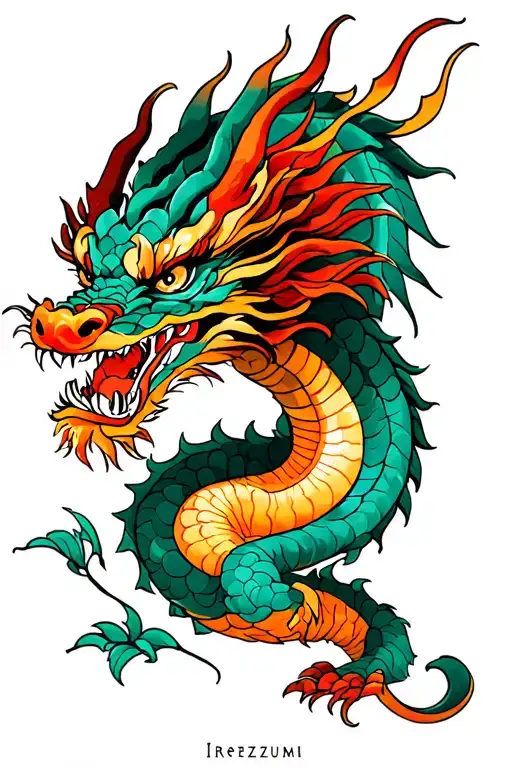 dragon and house tattoo design idea