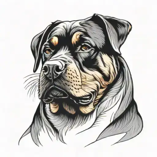 Rottweiler dog with female character tattoo design idea