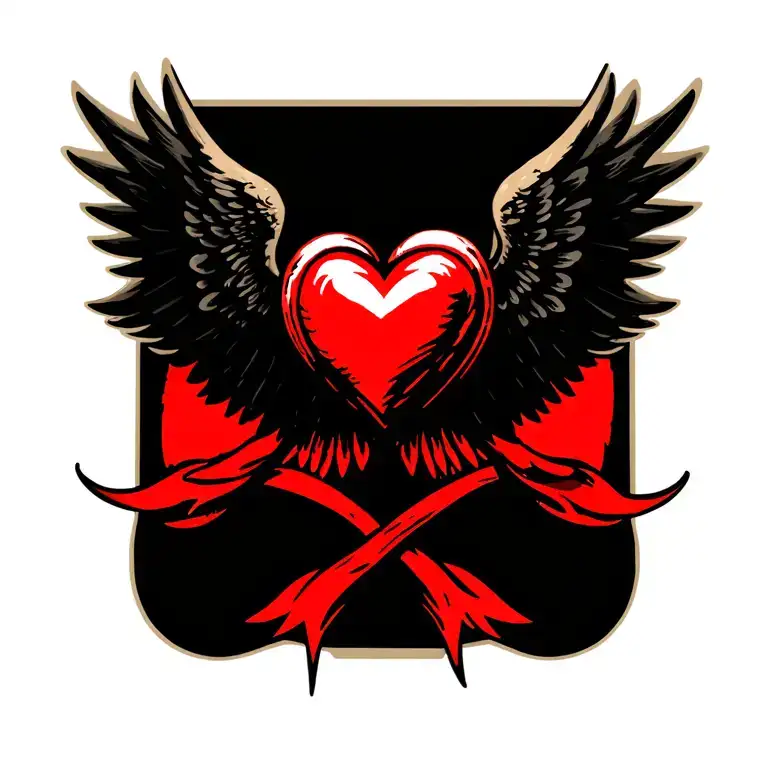 Wings with heart. remove background tattoo design idea