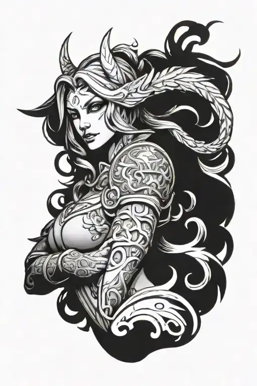 Mirana Dota 2 Hero tattoo design idea