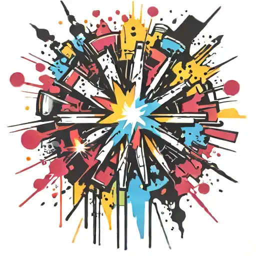 spray painted explosion punk themed tattoo design idea