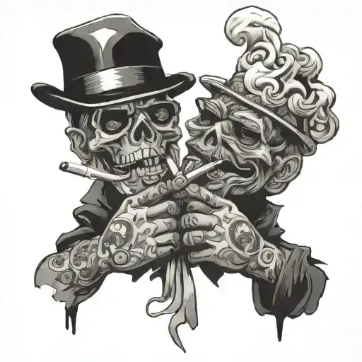 friendship that represents a group of smokers tattoo design idea