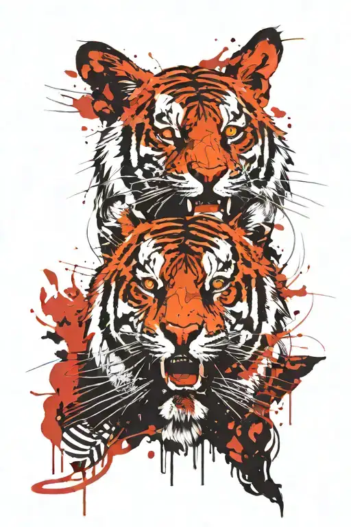 butterfly tiger head cybersigilism tattoo design idea
