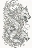 Wolf and dragon tattoo design idea