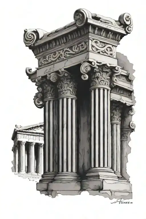 greek column pillar tattoo design idea