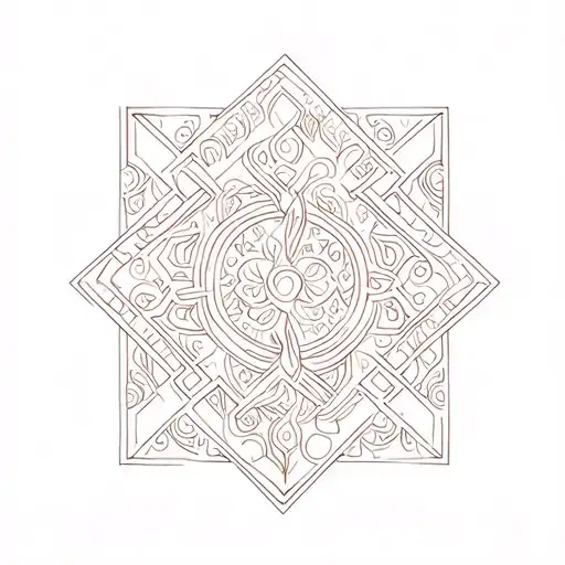 german pattern and hmong pattern intertwined tattoo design idea