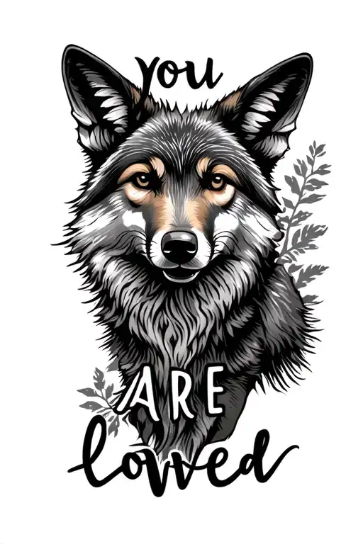 "You are loved" Zion national park landscape with coyote tattoo design idea